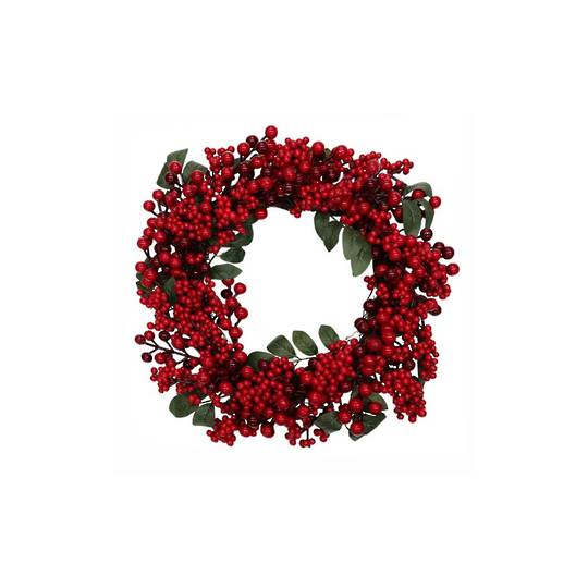 Christmas Berry Leaf Wreath 46cm